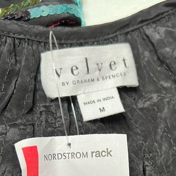 VELVET BY GRAHAM AND SPENCER Multicolor Sequin Short Sleeve Top Medium - Picture 10 of 11
